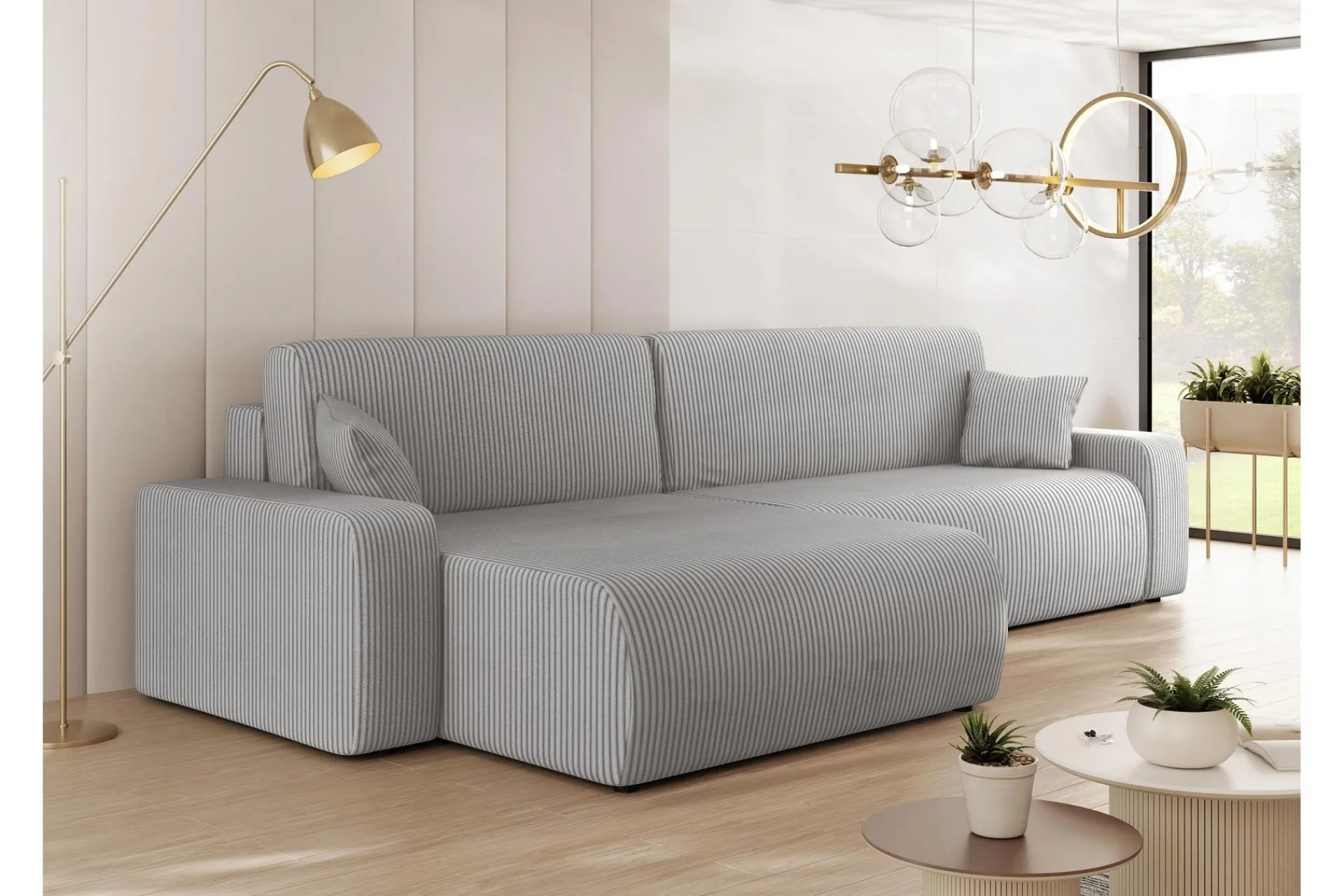 Sofa Med Sjeselong-Barile Sofa med Divan 3-seter Lysegrå
