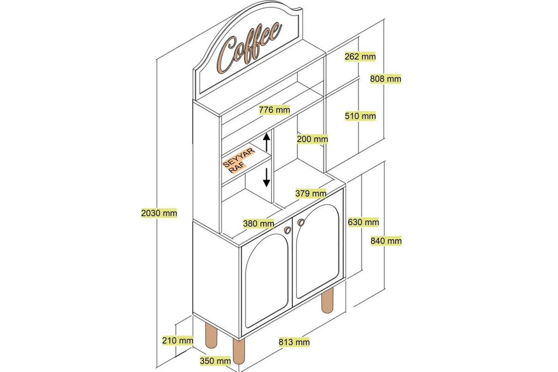 Bar Kaffeskap To / Eik