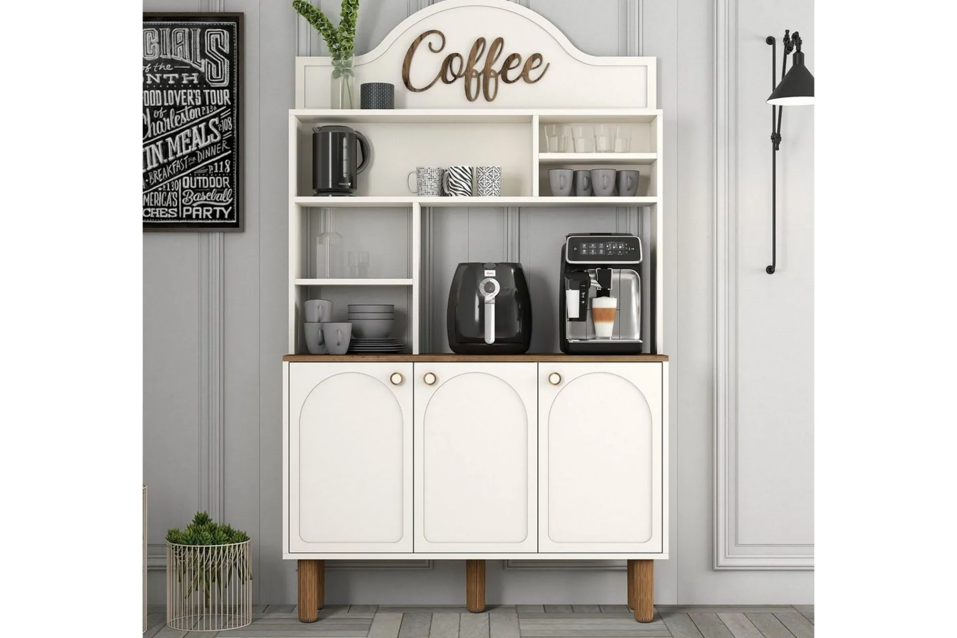 Bar Kaffeskap Tre Krem / Eik
