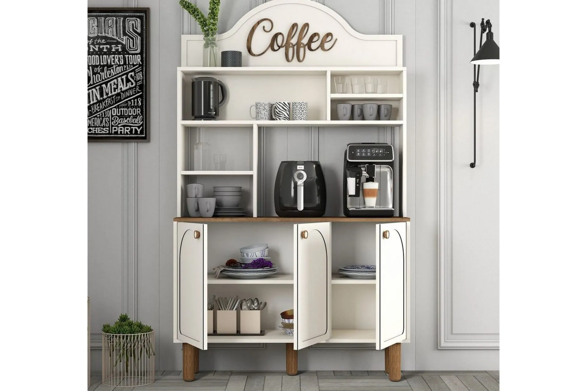 Bar Kaffeskap Tre Krem / Eik