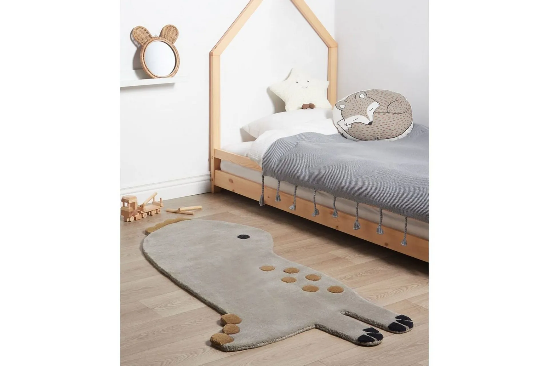 Barnetekstiler|Barnetepper-Barnematte Dino Grey