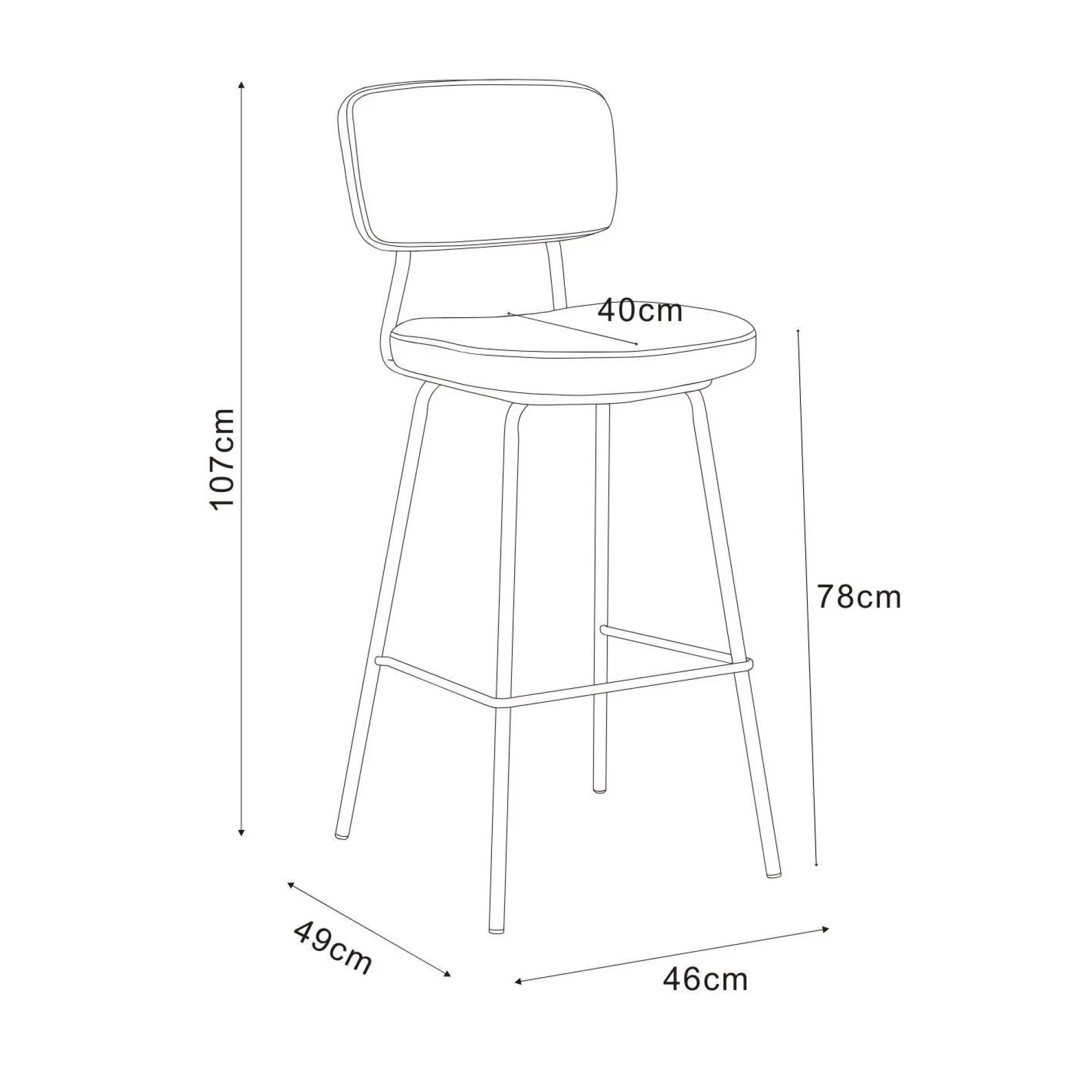 Barstol HOME4YOU Keiu 46x49x107 cm 150x40xh80 cm, melamin eik