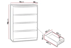 Scandinavian Choice Gangoppbevaring|Kommode-Basildon Kommode 70x40x97 cm Hvit
