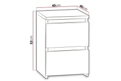Avlastningsbord-Basildon Nattbord 40 cm med Oppbevaring 2 Skuffer Hvit