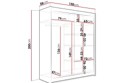 Bay Garderobe Med Speil 150x200 cm
