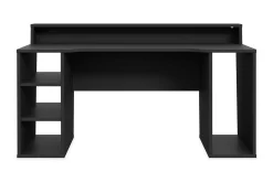Kontorbord-Bays Gaming Skrivebord 160 cm med Oppbevaring 2 Hyller Svart