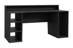 Kontorbord-Bays Gaming Skrivebord 160 cm med Oppbevaring 2 Hyller Svart