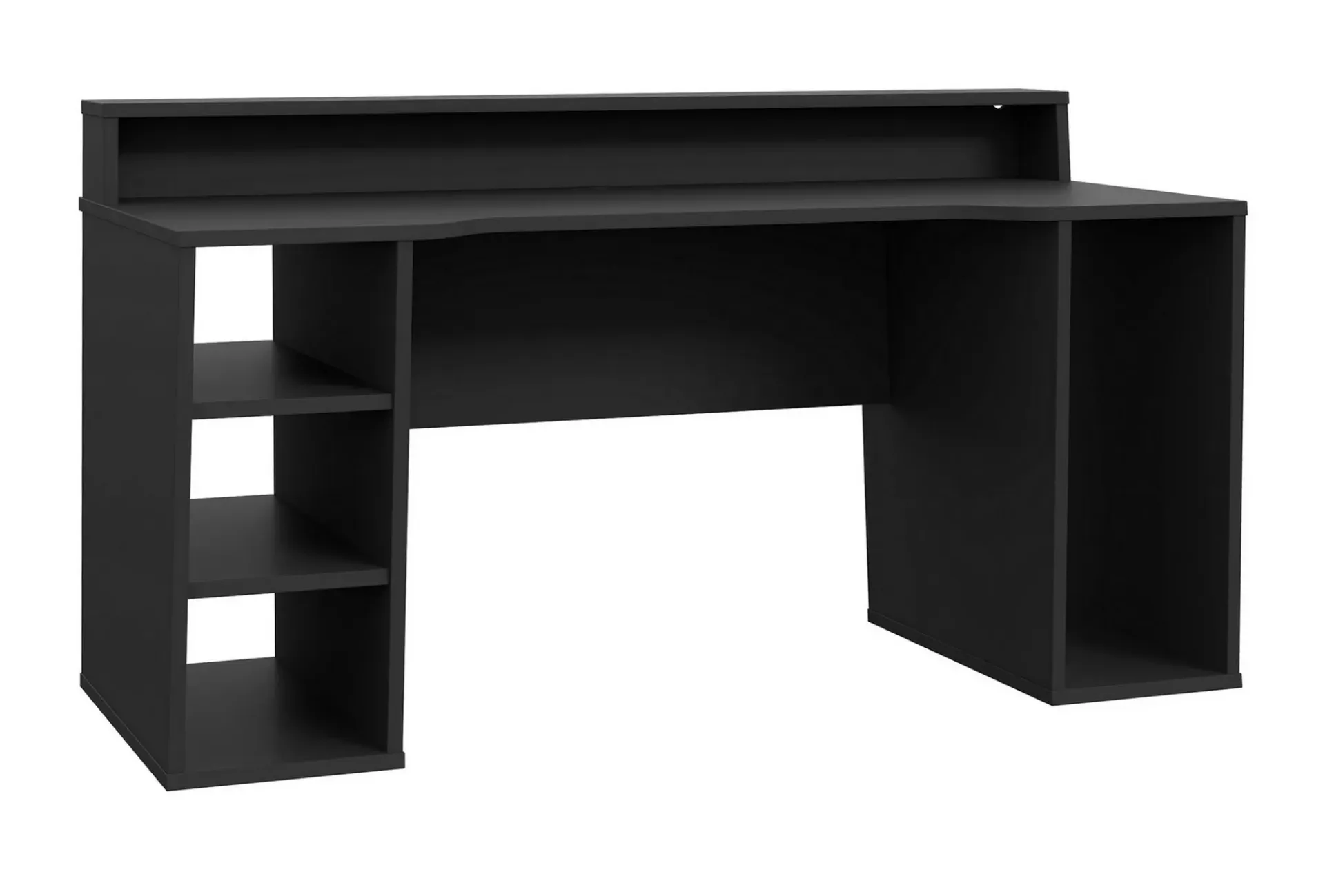 Kontorbord-Bays Gaming Skrivebord 160 cm med Oppbevaring 2 Hyller Svart