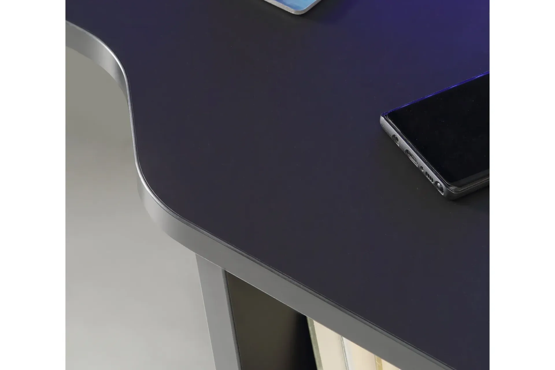 Kontorbord-Bays Gaming Skrivebord 160 cm med Oppbevaring 2 Hyller Svart