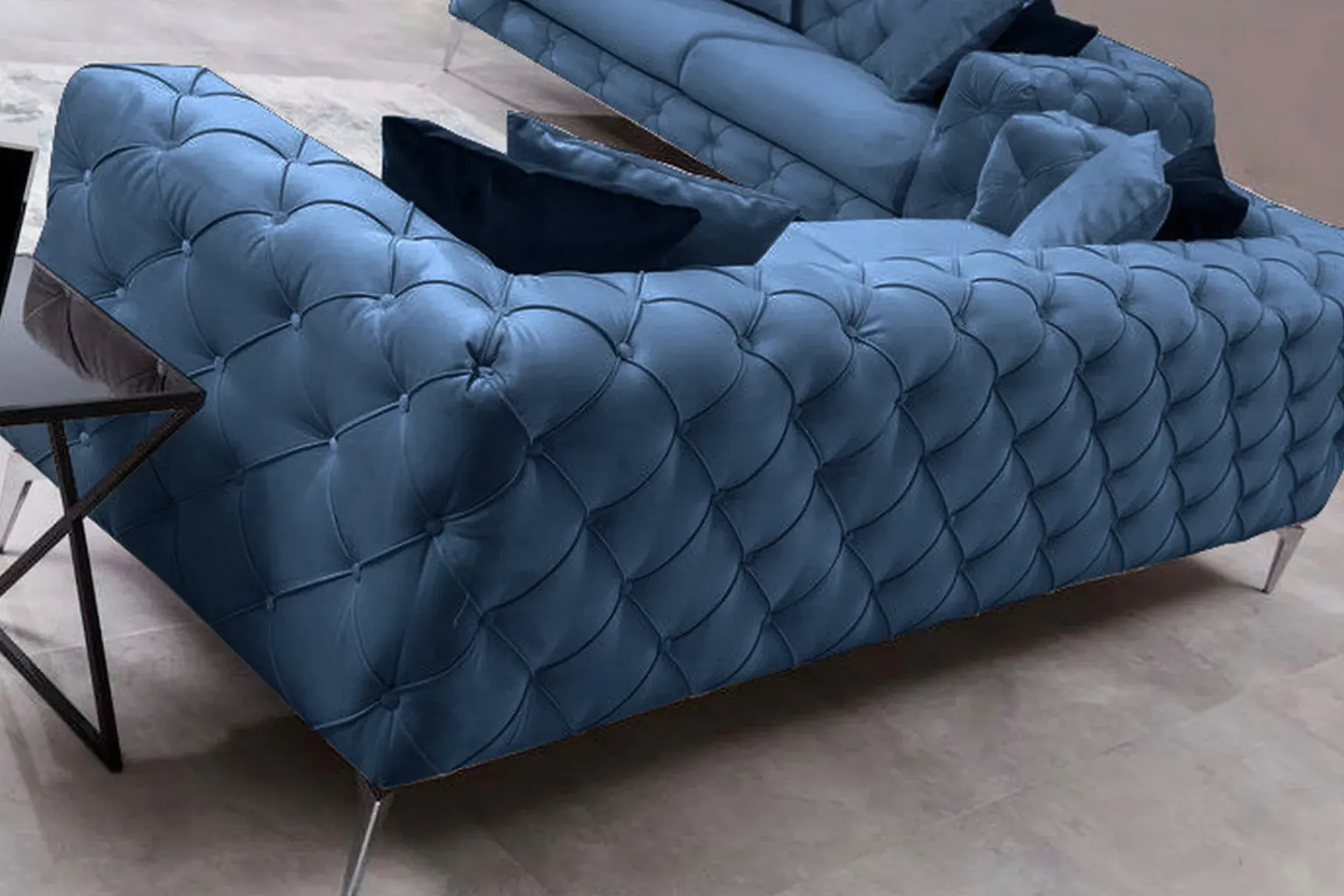 Manor House Velour Sofa & Fløyel Sofa-Beachport Sofa 3-seters Blå