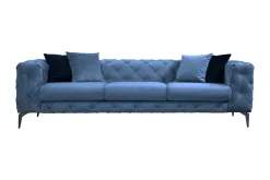 Manor House Velour Sofa & Fløyel Sofa-Beachport Sofa 3-seters Blå
