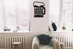 Skilt-Beer Metal Decor Veggdekor Svart
