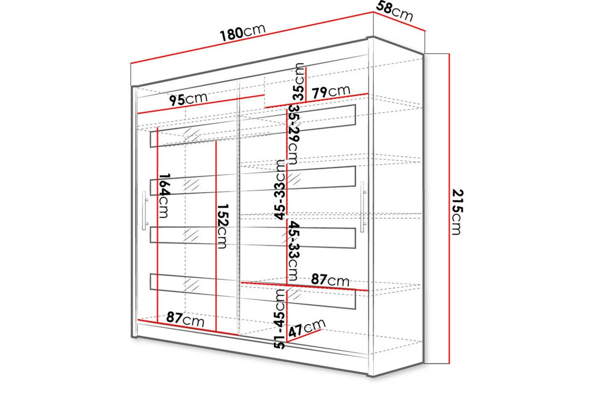 Scandinavian Choice Garderober & Garderobesystem-Bega Garderobe 180x57x215 cm Hvit