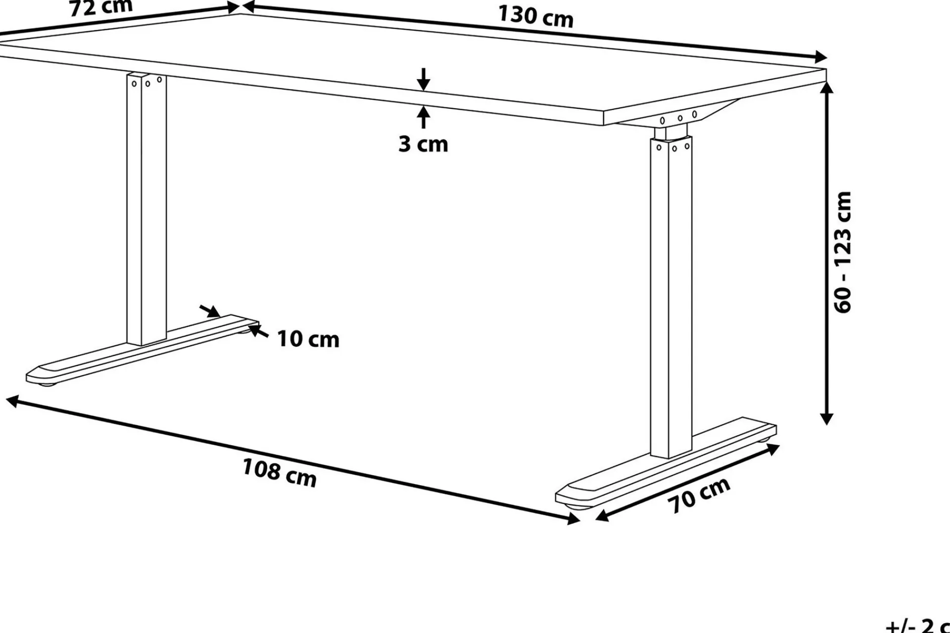 Kontorbord-Belluton Skrivebord 130 cm Elektriskt Justerbart Grey