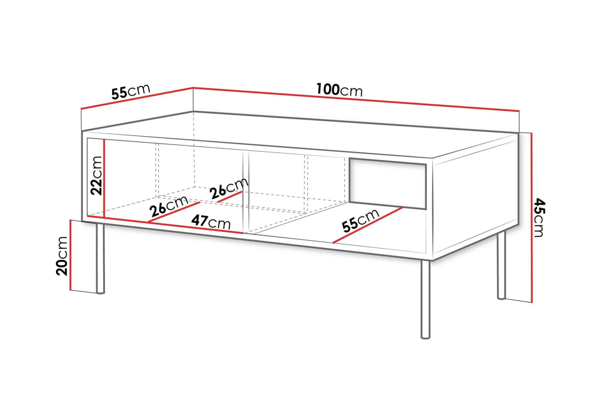 Sofabord-Belonger Sofabord 100 cm Svart