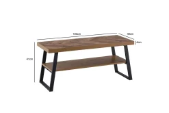 Wohnling Benk|Skohylle Med Benk-Benke Dekor i eikefiskebensmønster med hylle solid metallramme moderne utseende Brun,Svart