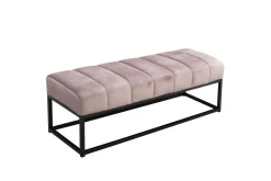 Wohnling Entrebenk|Benk-Benke fløyelstrukket moderne quiltet elegant metallramme Rosa Rosa,Svart