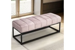 Wohnling Entrebenk|Benk-Benke fløyelstrukket moderne quiltet elegant metallramme Rosa Rosa,Svart