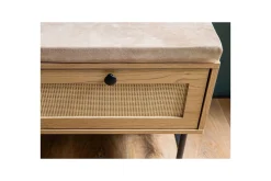 Wohnling Entrebenk|Benk-Benke Tekstiltrukket Sitteplass Med 2 Skuffer i Rattan-utseende Eikedekor Beige,Brun,Svart