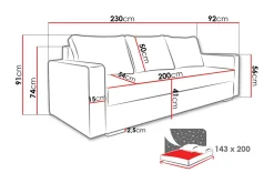 Sovesofaer-Beno Sovesofa 230x92x91 cm Ajuga 4 + Ajuga 1
