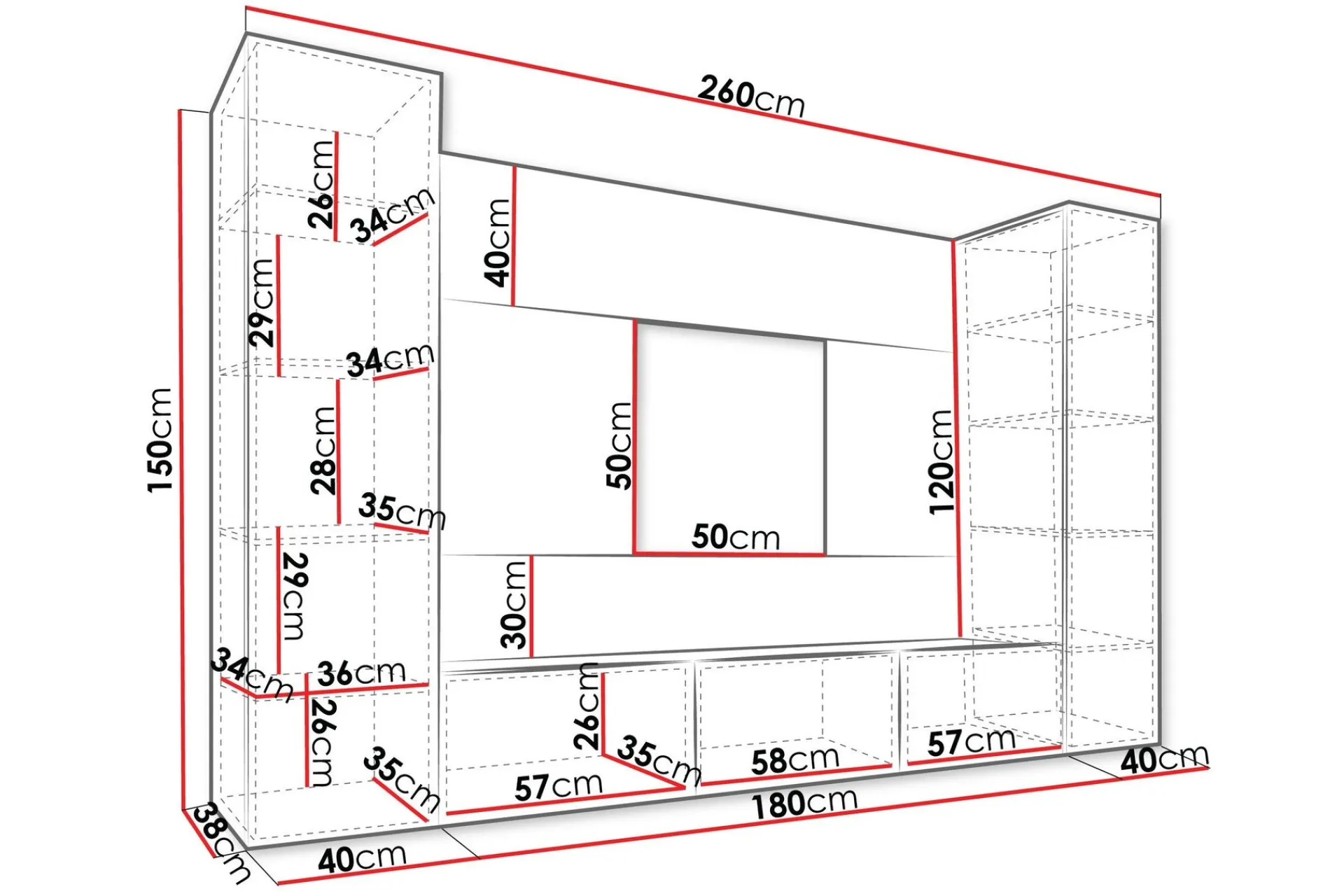 Bernice Tv-Skap 260x38 cm