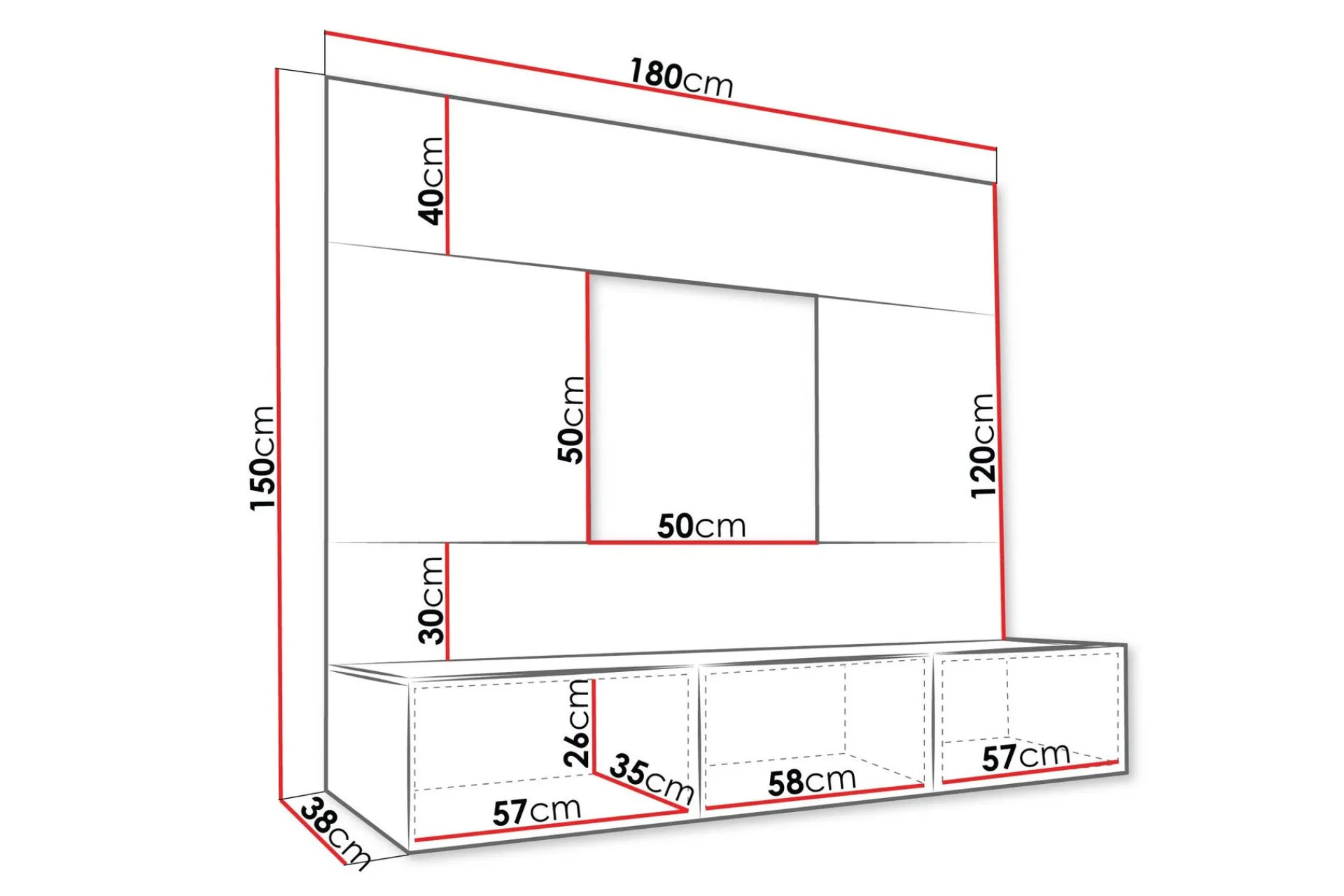 Bernice TV-skap 38x150 cm