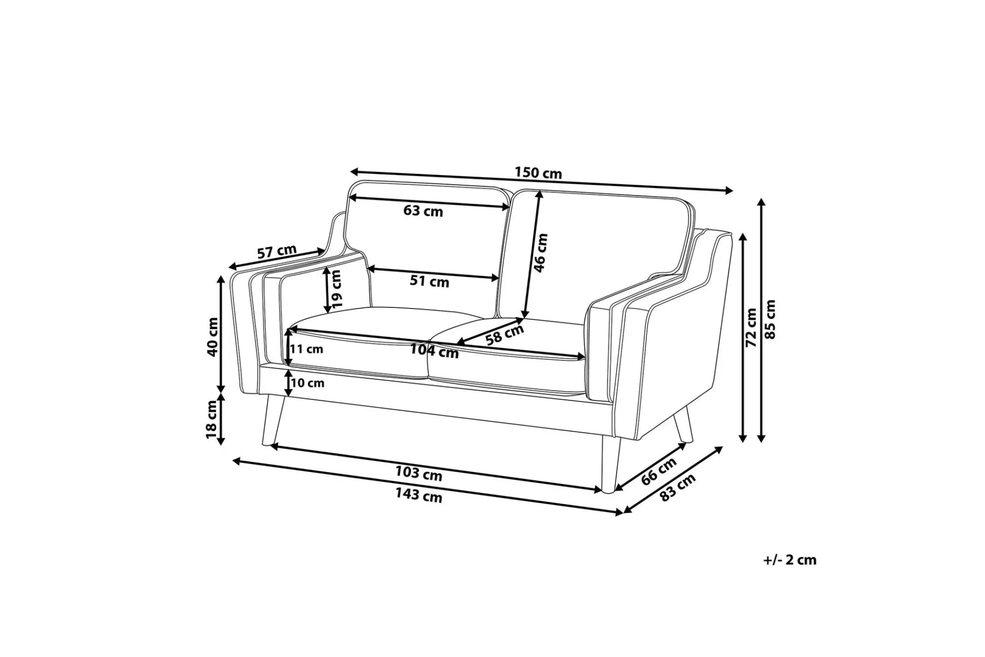 2 Seter Sofa-Bertha Sofa 2-seter Hvit