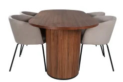 Venture Home Spisegrupper-Bianca Matgruppe 200 cm Oval med 4 Berit stoler Beige,Svart