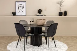 Venture Home Spisegrupper-Bianca Rundt Spisebord med 4stk Emma Spisestol Svart
