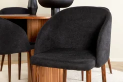 Venture Home Spisegrupper-Bianca Spisegruppe 110 cm Rund med 4 Arch Stoler Svart,Natur