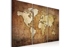 Lerretsbilder|Lerretsbilder-Bilde World Map Brown Texture 120x80 Brun