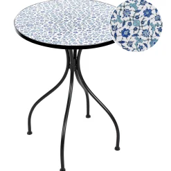 Balkongmøbler-Bistrobord utendørs Chapeco 60 cm Jern Svart/blå/hvit