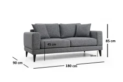 2 Seter Sofa-Bitanya 2-Seter Sofa Grey
