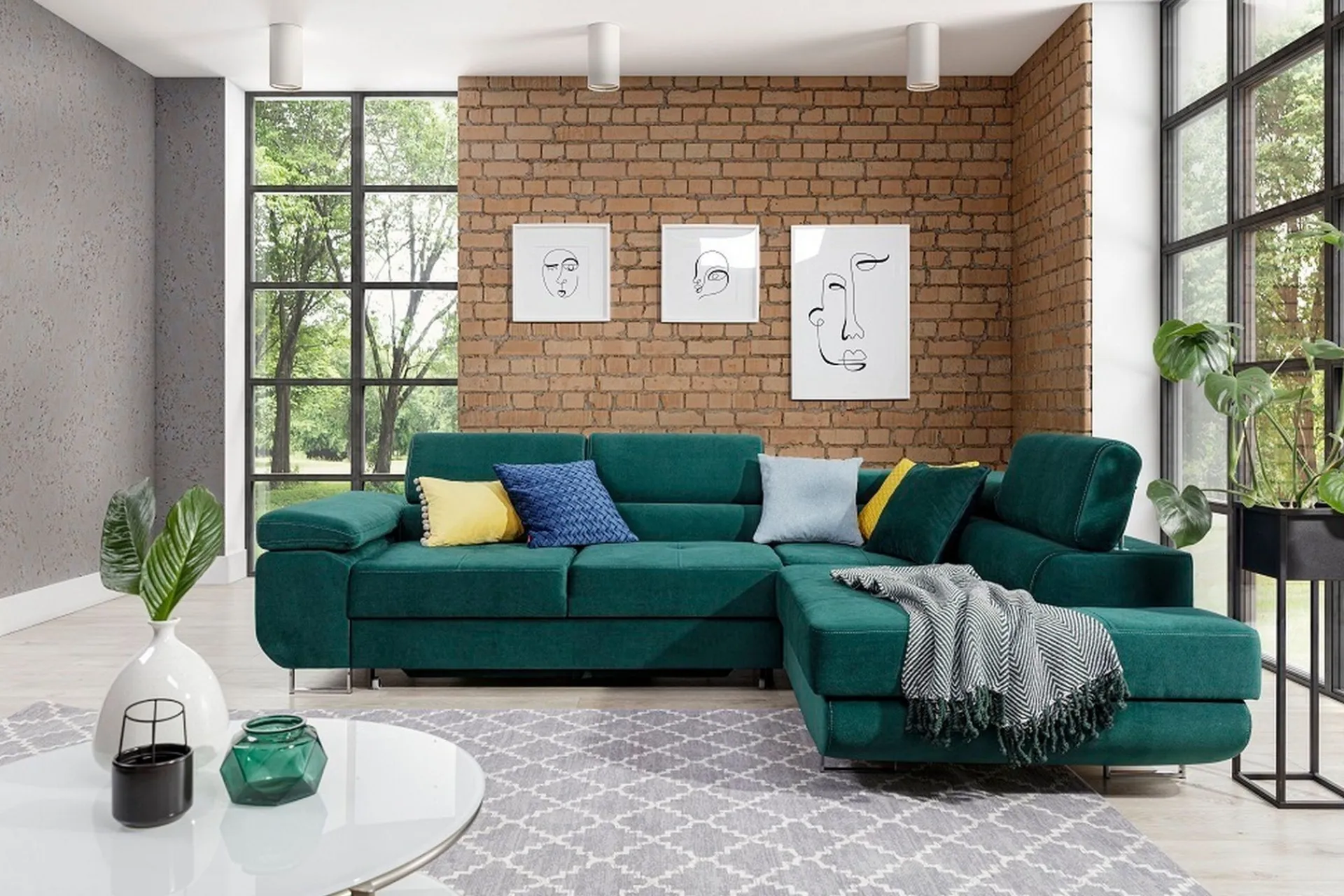 Majestic Furniture Velour Sofa & Fløyel Sofa-Bobis Sovesofa med Sjeselong Høyre Grønn