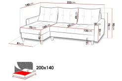 Bodo Divansovesofa 222x140x90 cm