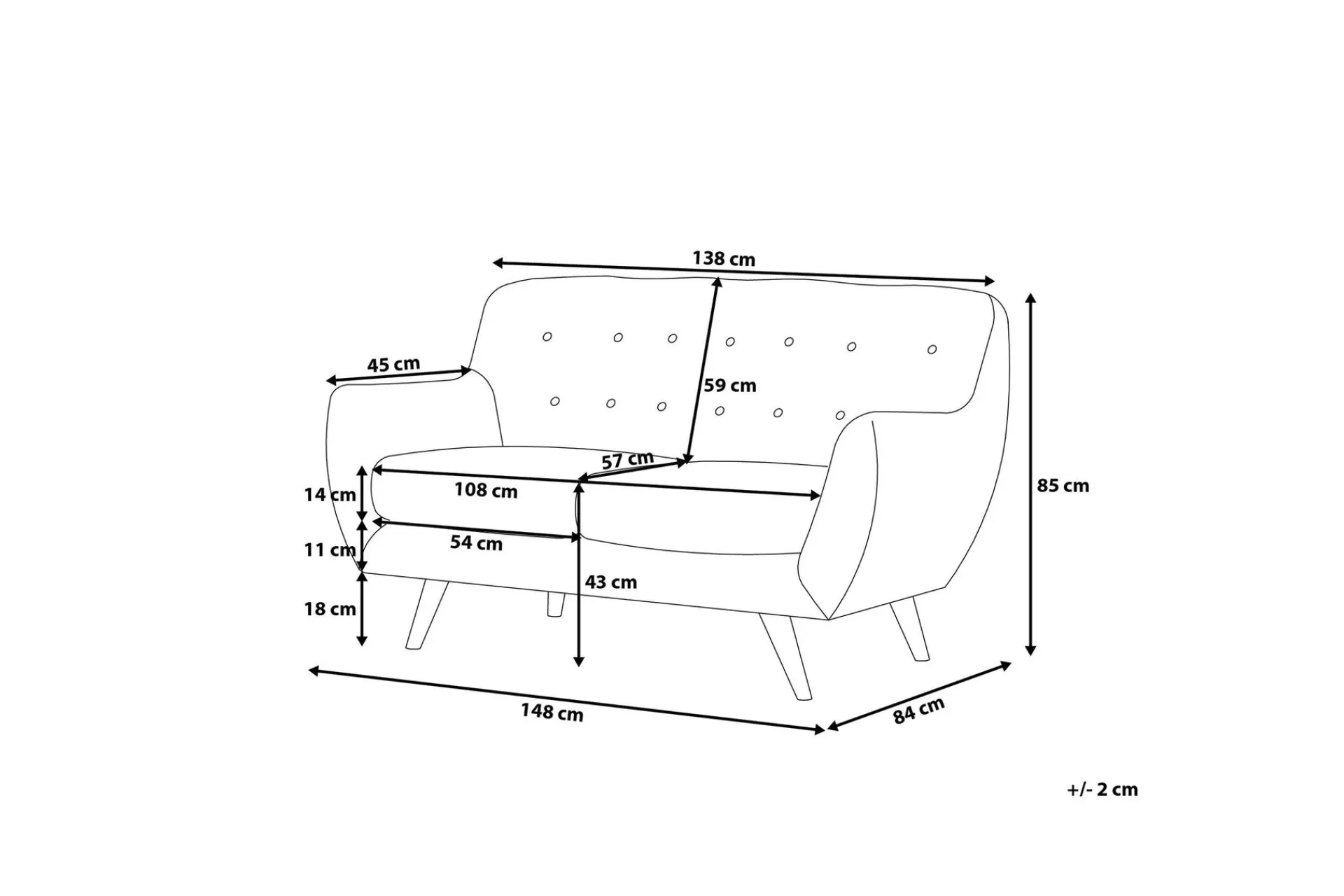 2 Seter Sofa|Velour Sofa & Fløyel Sofa-Bodo Sofa 2-Seter Ljusgrå
