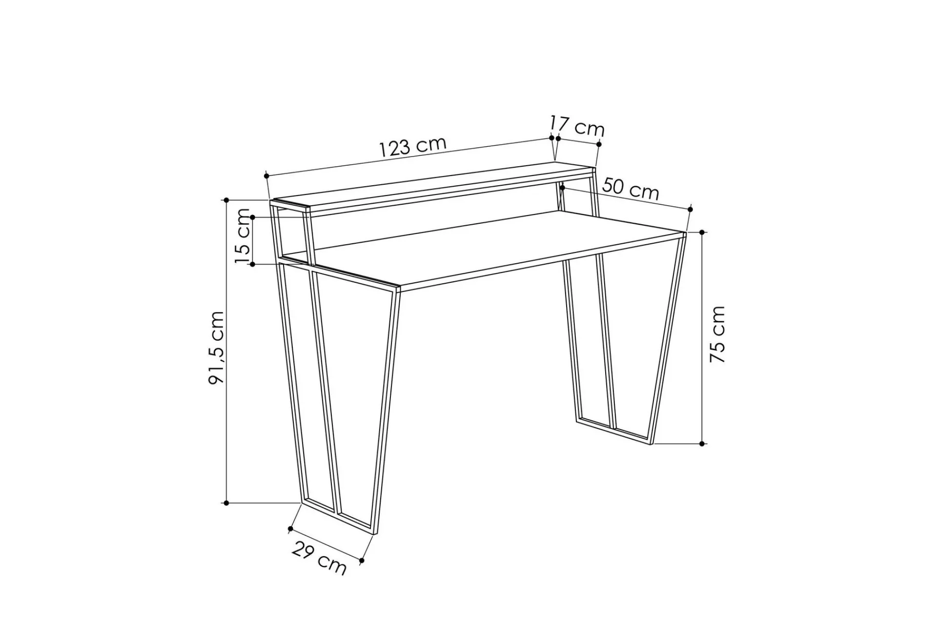 Kontorbord-Bodsjö Skrivebord 123 cm med Oppbevaring Hylle Brun