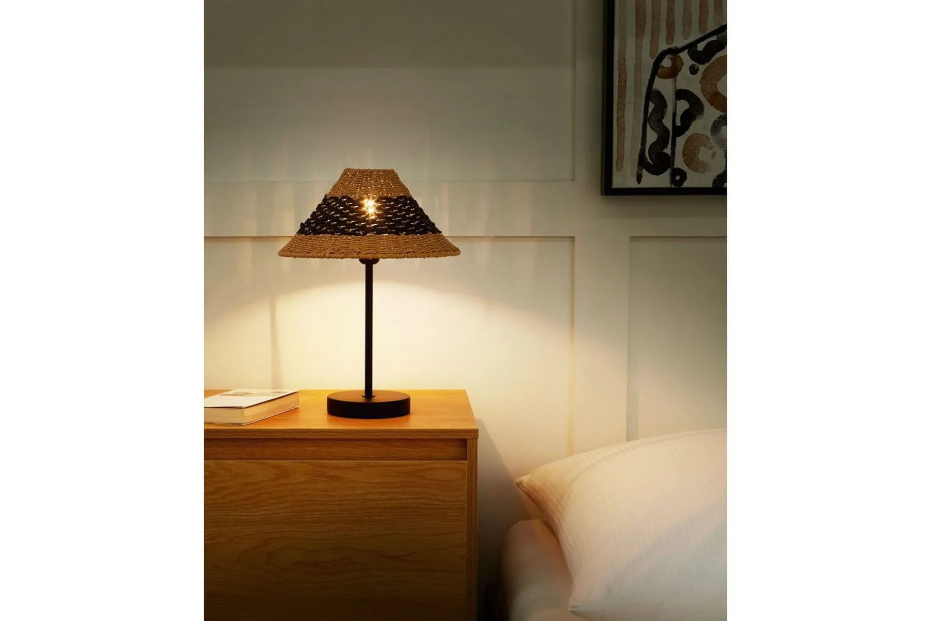 Nattbordslampe|Bordlampe-Boieba Bordlampe 40 cm E27 Svart,Natur