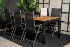 Venture Home Spisegrupper Hage-Bois Spisegruppe 200cm + 6 Break Posisjonsstoler Svart/Grå