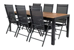 Venture Home Spisegrupper Hage-Bois Spisegruppe 200cm + 6 Break Posisjonsstoler Svart/Grå