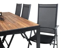 Venture Home Spisegrupper Hage-Bois Spisegruppe 200cm + 6 Break Posisjonsstoler Svart/Grå