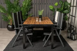 Venture Home Spisegrupper Hage-Bois Spisegruppe 200cm + 6 Break Posisjonsstoler Svart/Grå