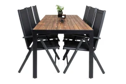 Venture Home Spisegrupper Hage-Bois Spisegruppe 200cm + 6 Break Posisjonsstoler Svart/Grå