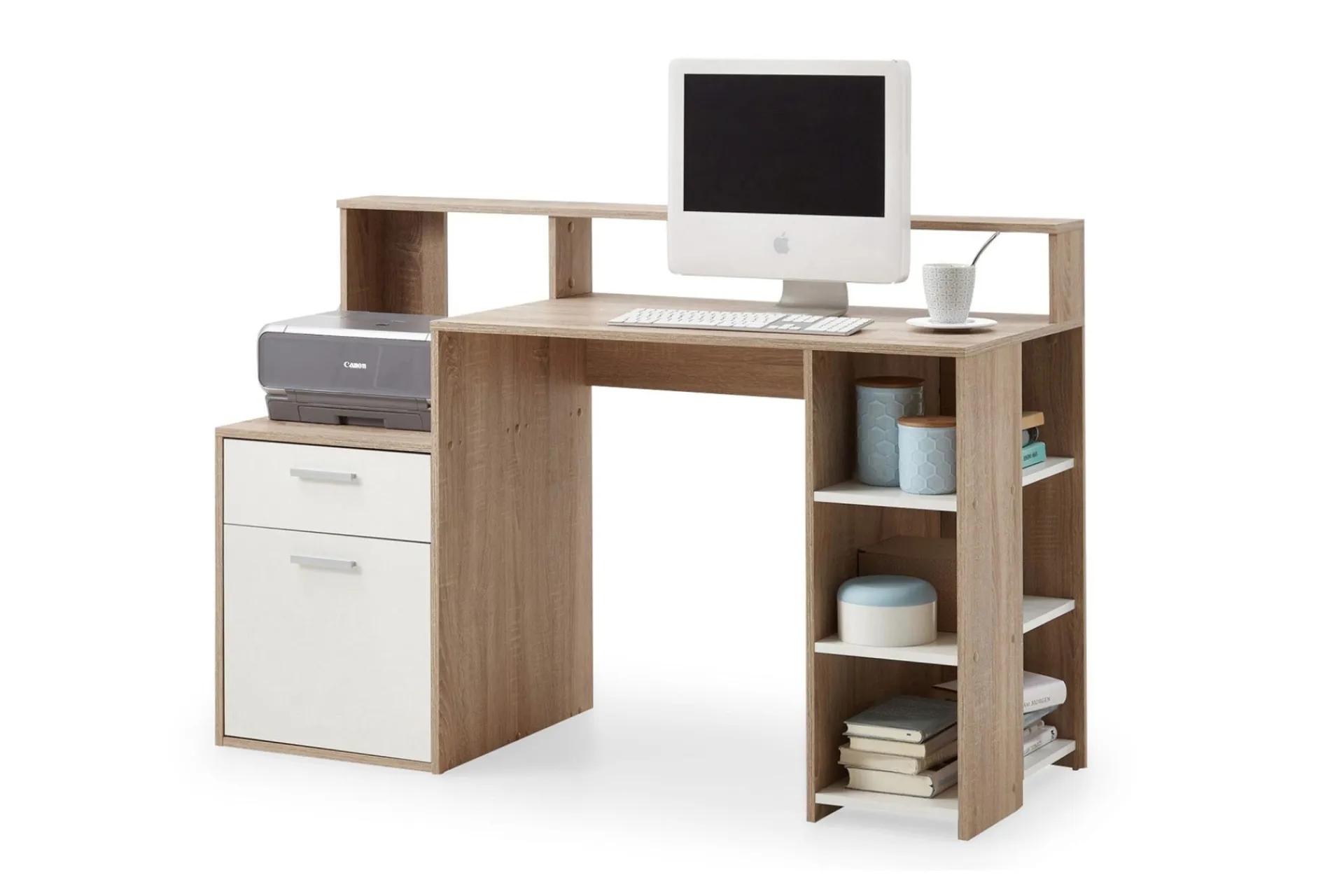 Andrarum Kontorbord-Bolton Skrivebord 139 cm med Oppbevaring Beige,Hvit