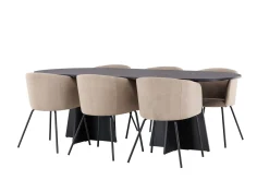 Venture Home Bootcut Matgruppe 230 cm Rektangulær med 6 Berit stoler