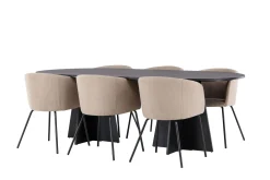 Venture Home Bootcut Matgruppe 230 cm Rektangulær med 6 Berit stoler