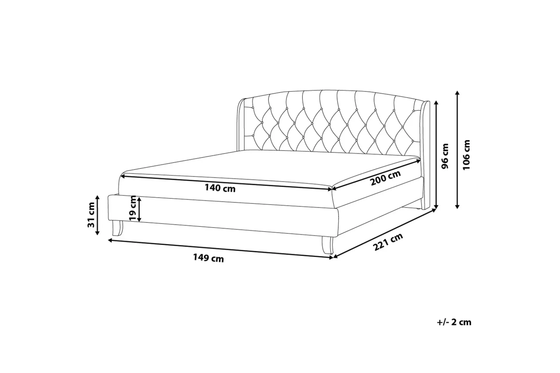 Bedly Bordeau Dobbeltseng 140 | 200 cm