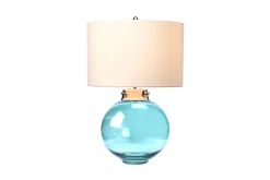 Nattbordslampe|Bordlampe-Bordlampe Elstead Lighting Kara Polert nikkel - tt glass Blå