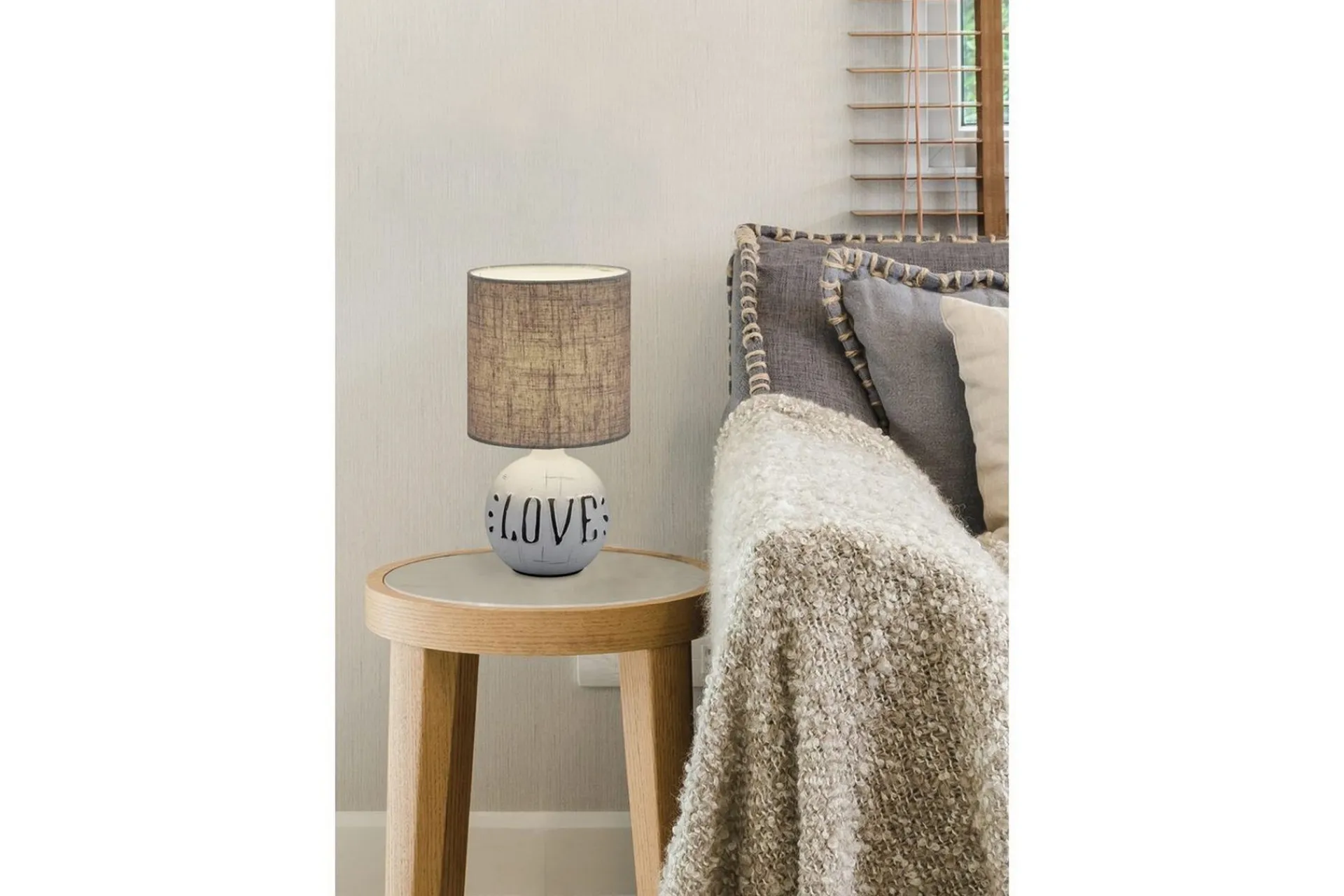 Trio Lighting Nattbordslampe|Bordlampe-Bordlampe TRIO Esna LOVE Grey