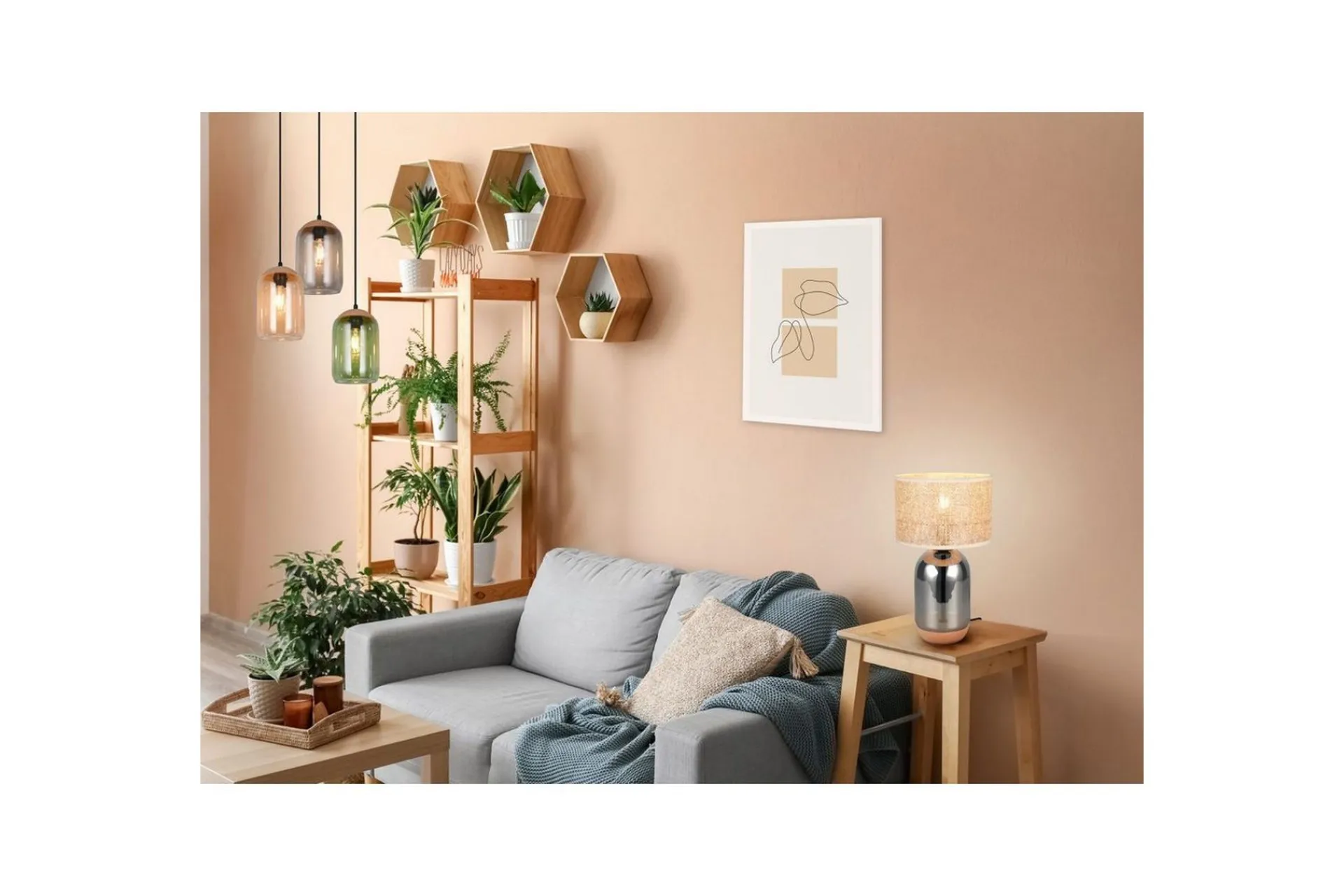 Trio Lighting Nattbordslampe|Bordlampe-Bordlampe TRIO Tara 43 cm Krom